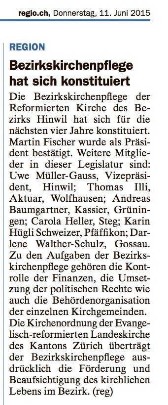 "regio.ch" vom 11. Juni 2015