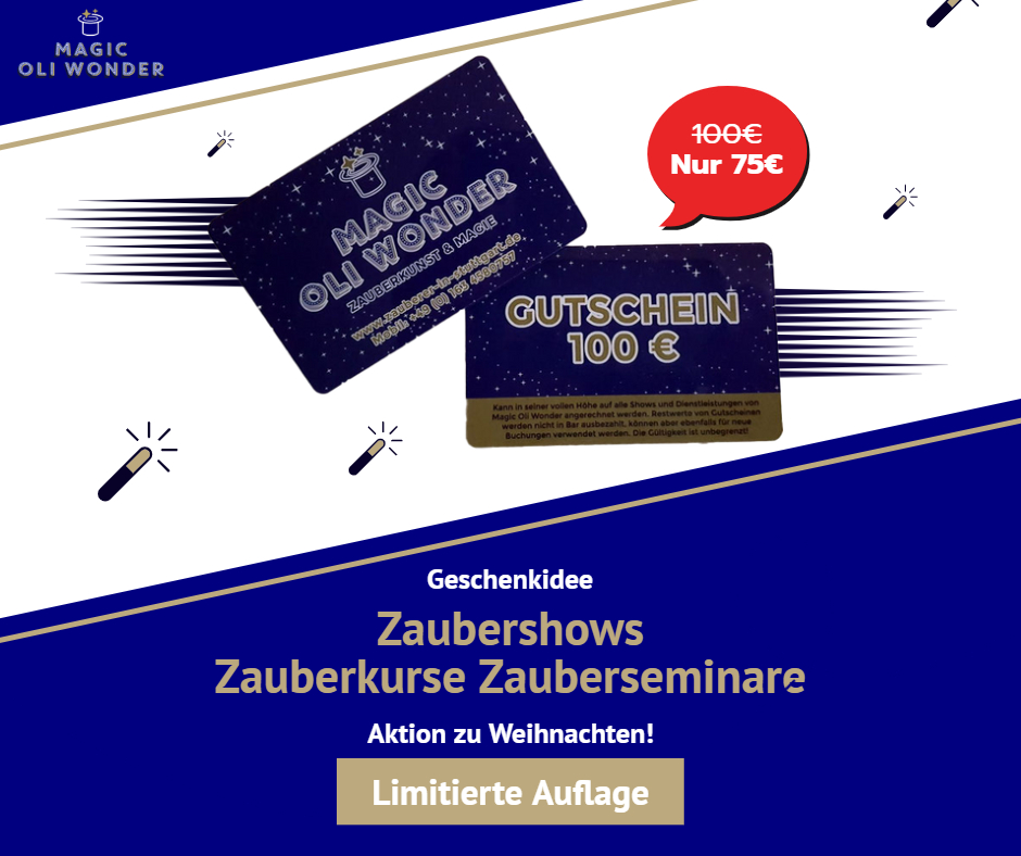 Die Geschenkidee - Zauberkurs, Zauberseminare & Zaubershows zu Weihnachten verschenken, zum Geburtstag - schenken. Online Seminar zur Weihnachtsfeier schenken - Sie suchen ein Geschenk? Verschenken Sie einen Gutschein zu Weihnachten verschenken! 