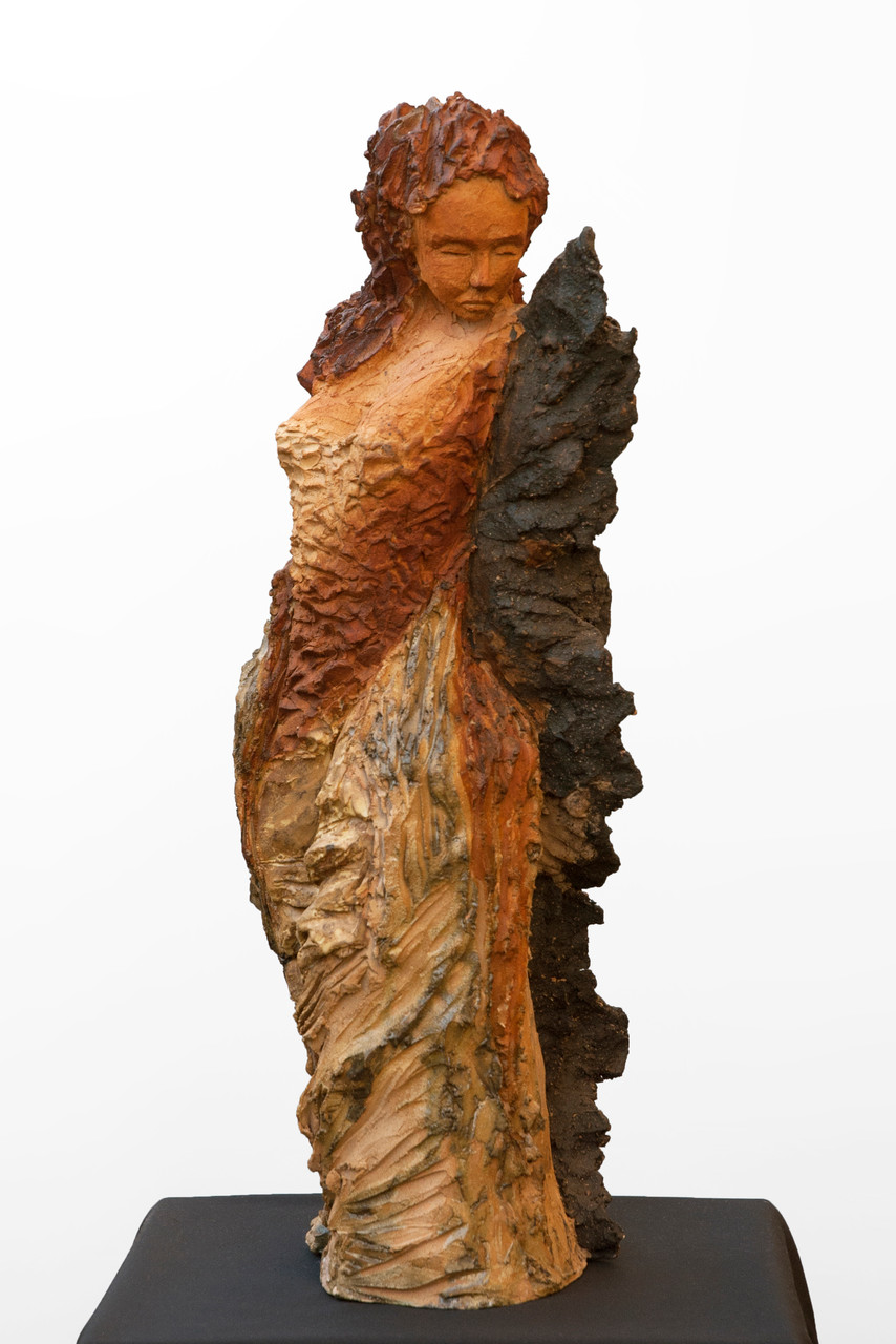 Noctulia, sculpture femme, grès et émaux - 1200 euros