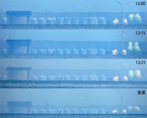 石狩湾新港の球形タンク群が2倍以上に伸びあがる（2016年5月22日）