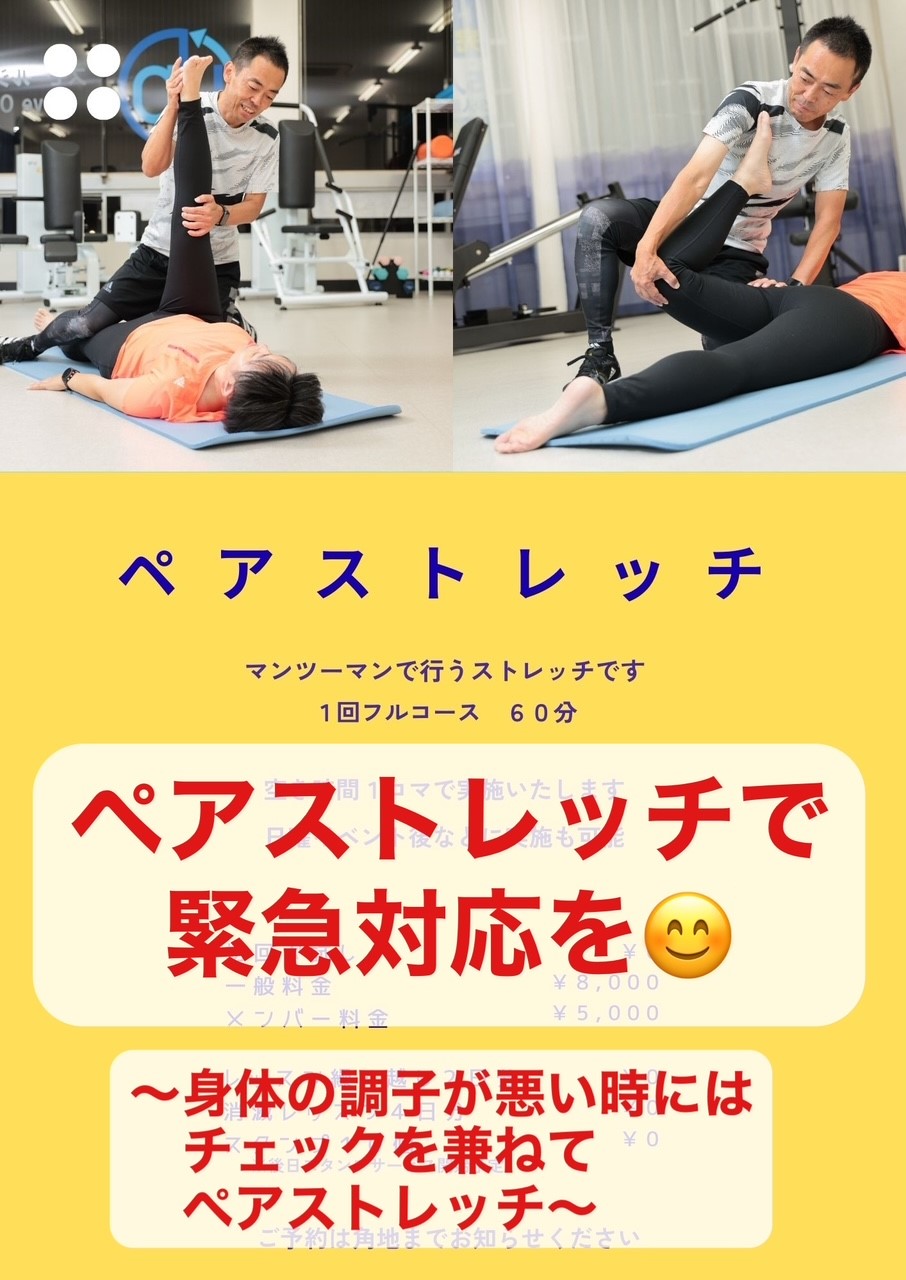 ペアストレッチで緊急対応を  〜身体の調子が悪い時にはチェックを兼ねて〜