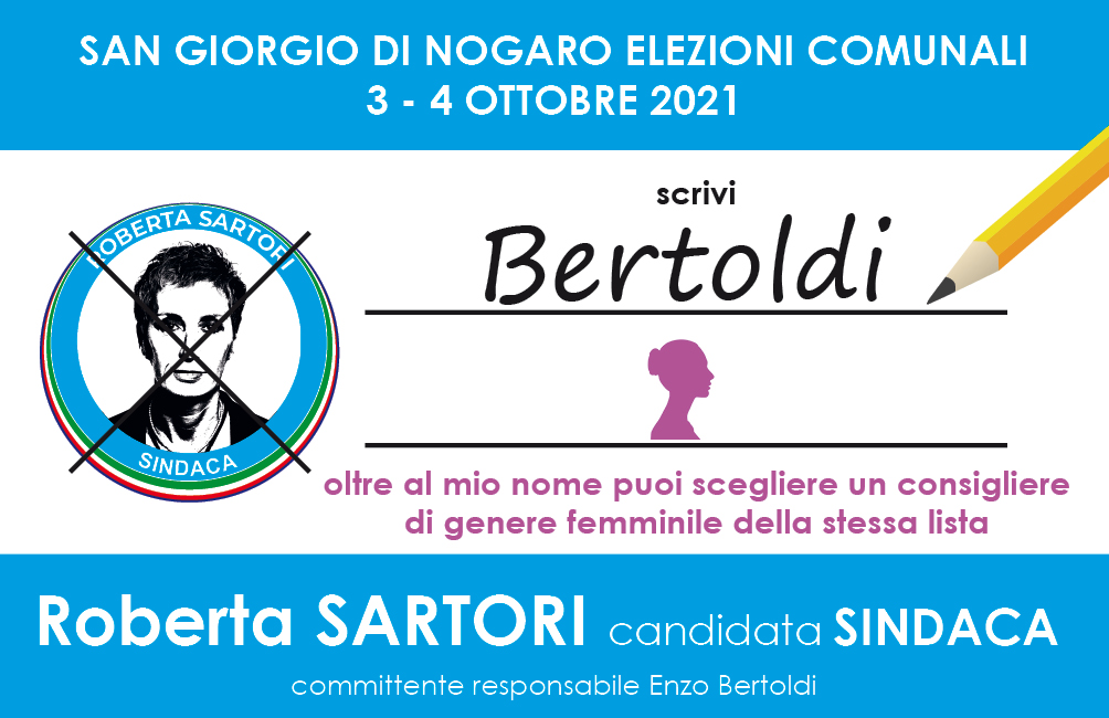 Elezioni Comunali - San Giorgio di Nogaro 3 - 4 ottobre 2021 Candidata Sindaca Roberta Sartori