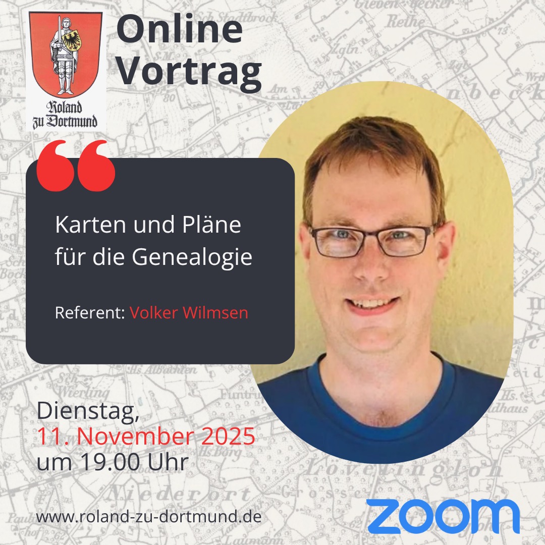 Roland-Online-Vortrag "Karten und Pläne für die Genealogie" am 11.11.2025