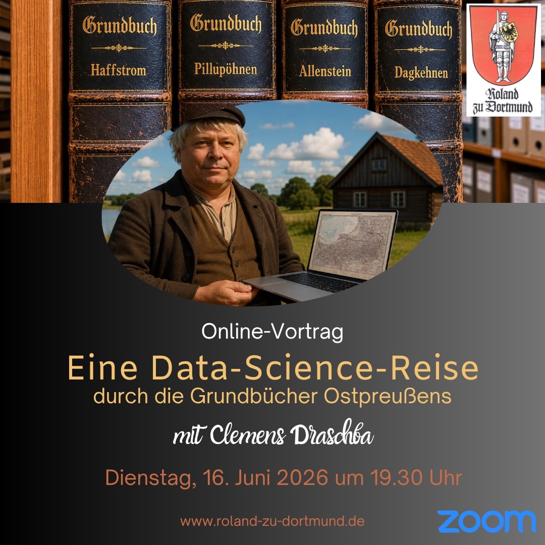 Online-Vortrag "Eine Data-Science-Reise durch die Grundbücher Ostpreußens" am 16.06.2026