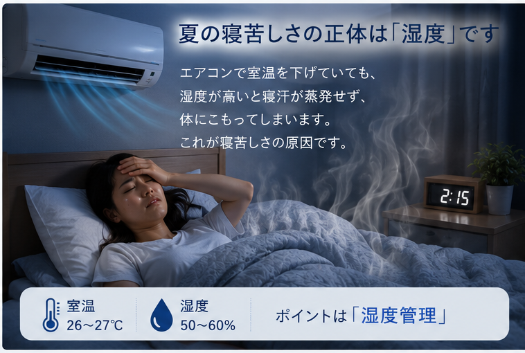 夏の寝苦しさの正体は 湿度 です　/　スリープキューブ和多屋