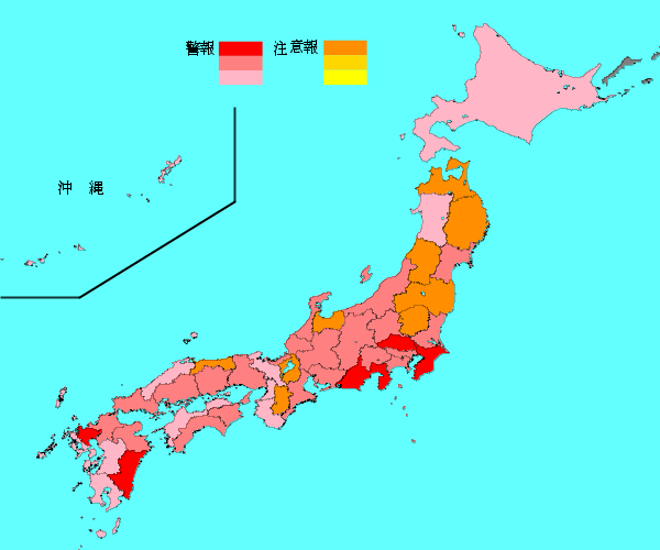 国立感染研究所HPより「インフルエンザ流行レベルマップ」