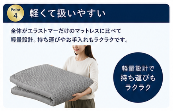 軽量で扱いやすい / ジャブウォッシュマット プレミアム　　＊羊のいらない枕 とは違います
