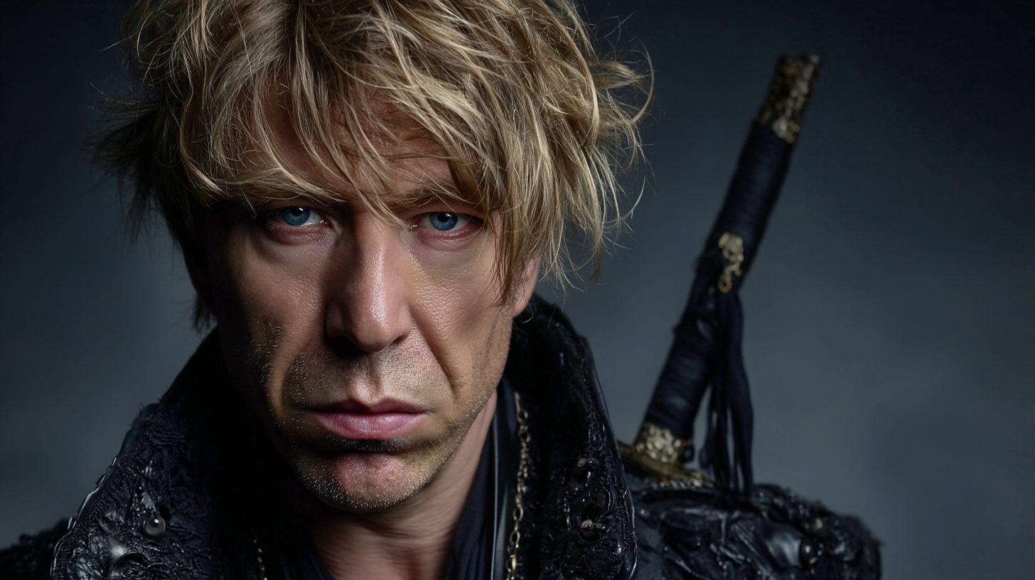 Ottaviano Blitch — cinematic portrait of the British Italian actor, intense close-up, attore italiano inglese, David Bowie