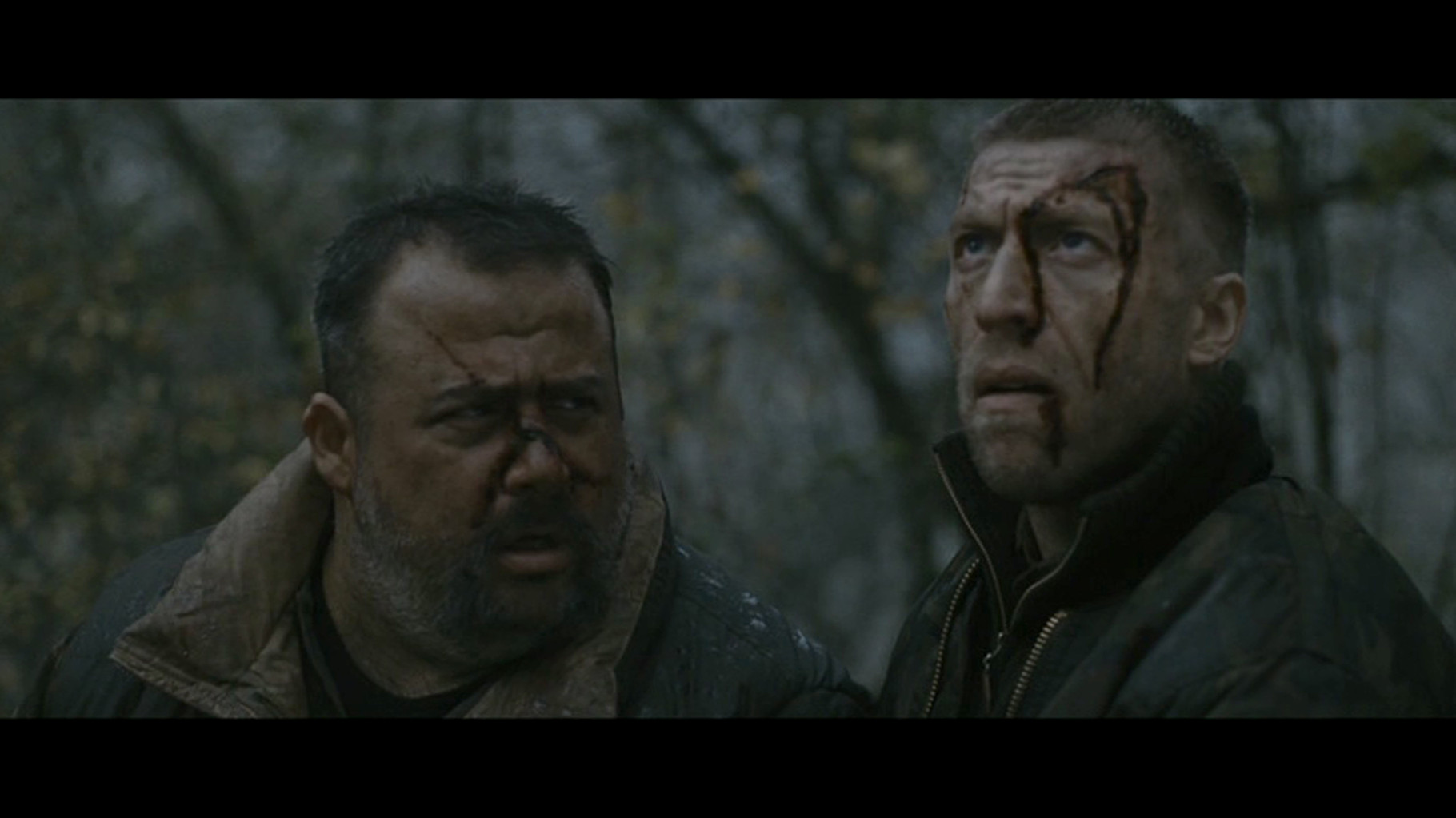 Ottaviano Blitch actor, cinematic scene with fake blood wound makeup, attore drammatico Fred in Shadow, ferita e sangue cinema