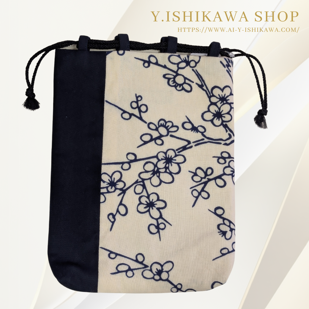 信玄袋-湯島の白梅 - 江戸趣味染めもの Y.Ishikawa SHOP