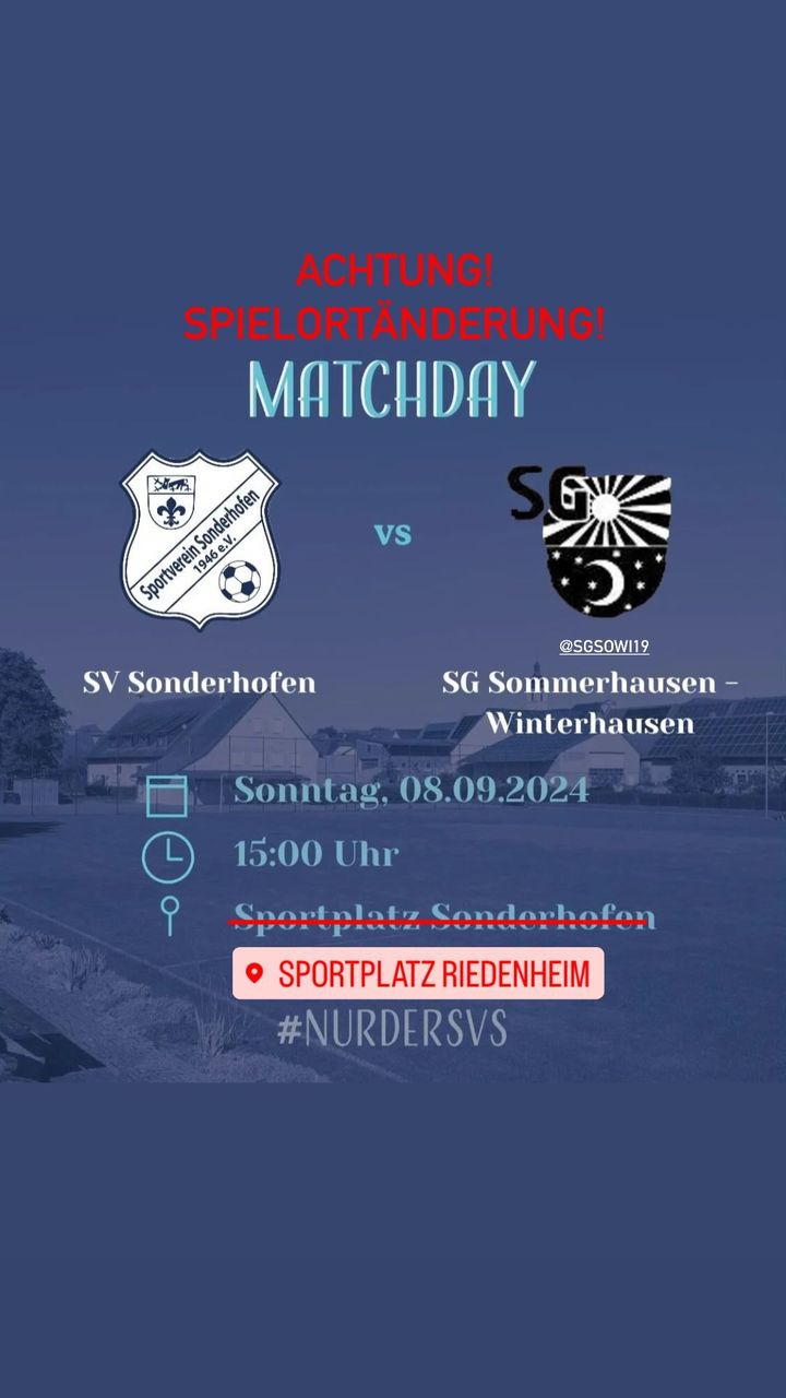 Spielortänderung Erste Mannschaft