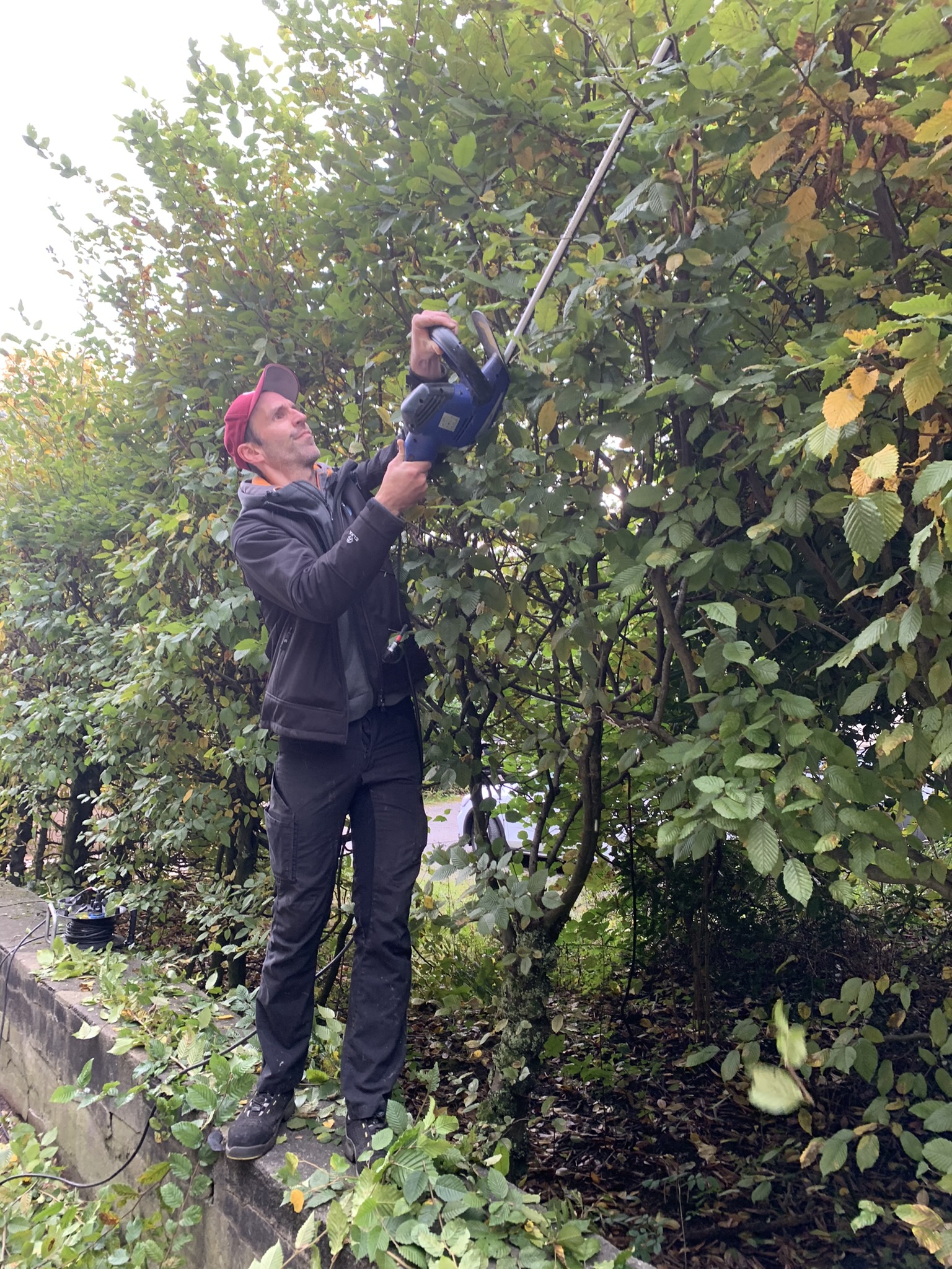 Die Hecke schneiden gehört auch zur Gartenpflege