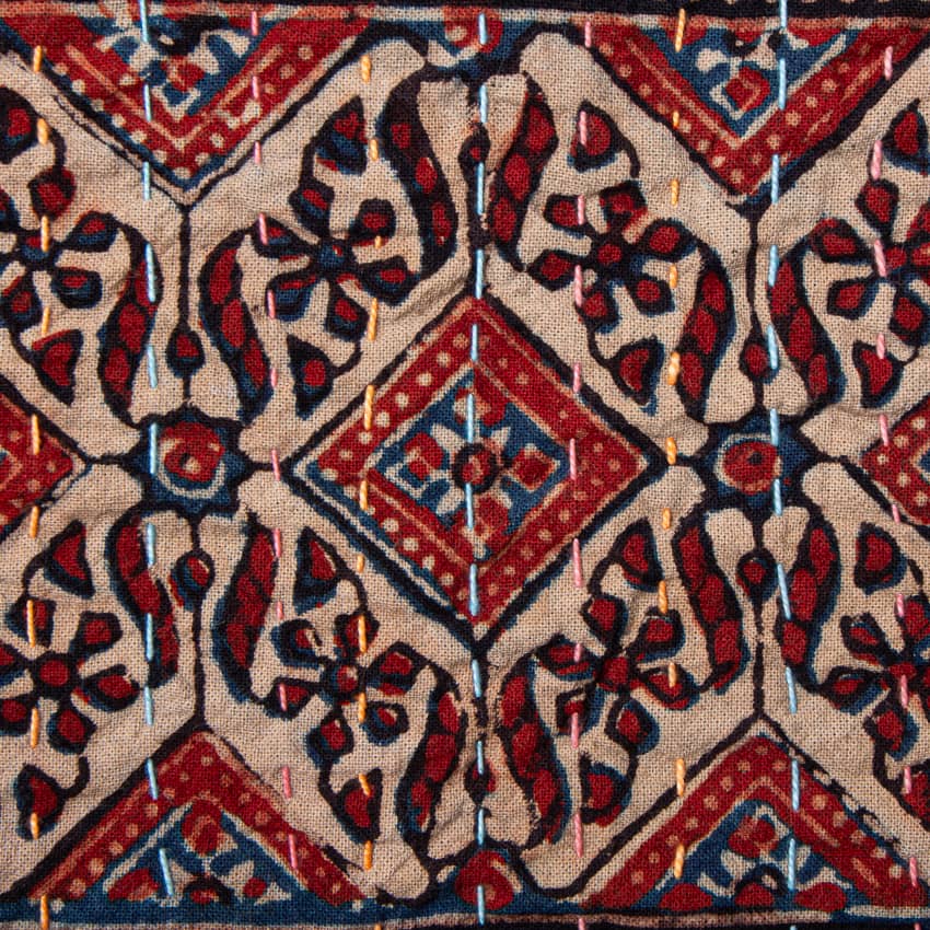 Détail d'un motif géométrique d'une courtepointe de Barmer.
