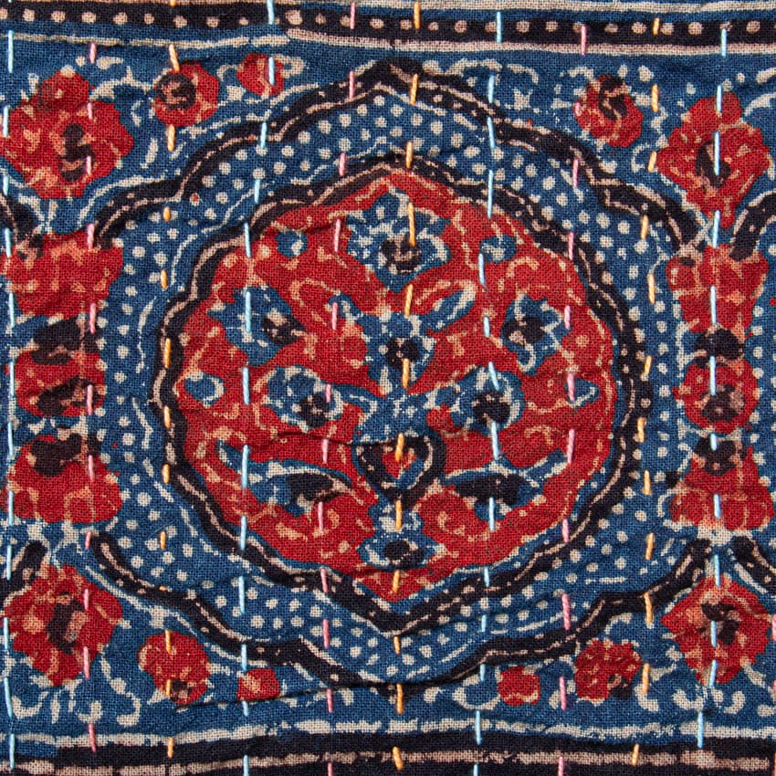 Détail d'un motif géométrique d'une courtepointe de Barmer.