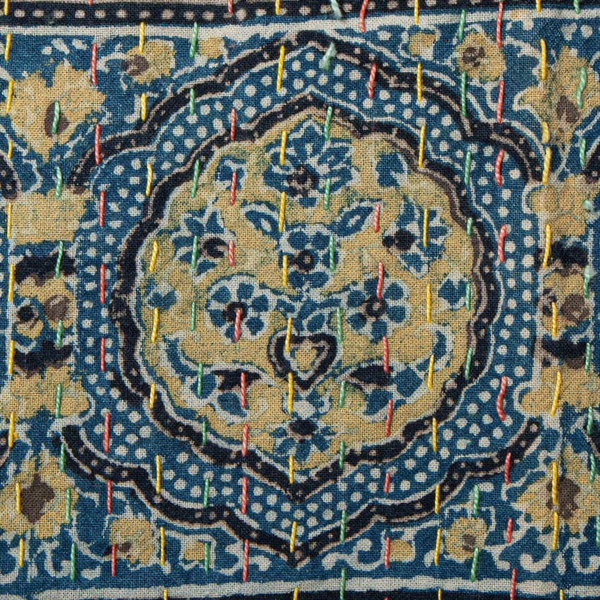 Détail d'un motif géométrique d'une courtepointe de Barmer.