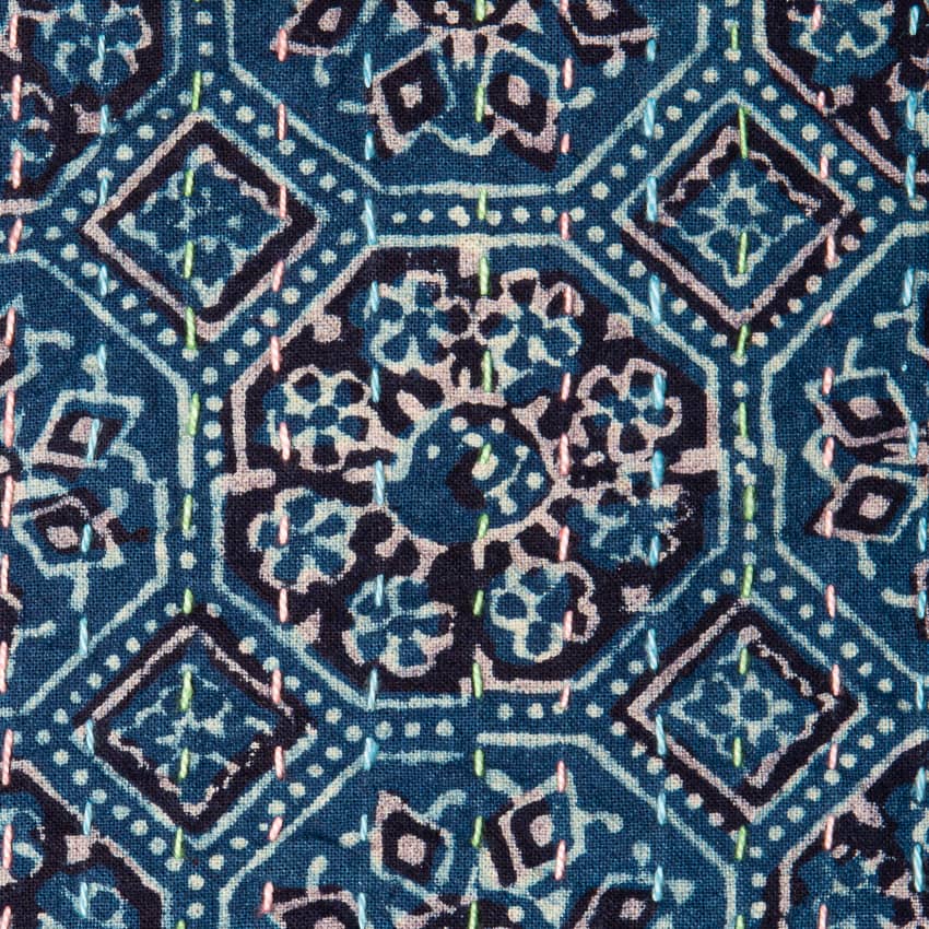 Détail d'un motif géométrique d'une courtepointe de Barmer.