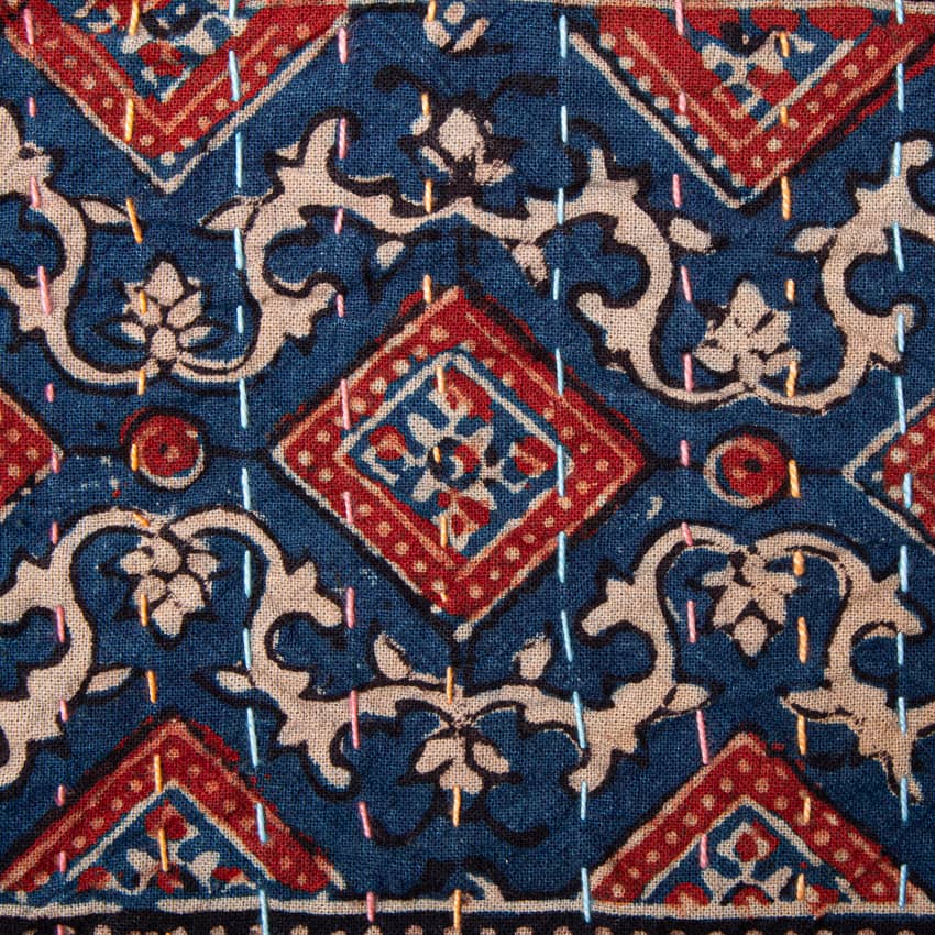 Détail d'un motif géométrique d'une courtepointe de Barmer.