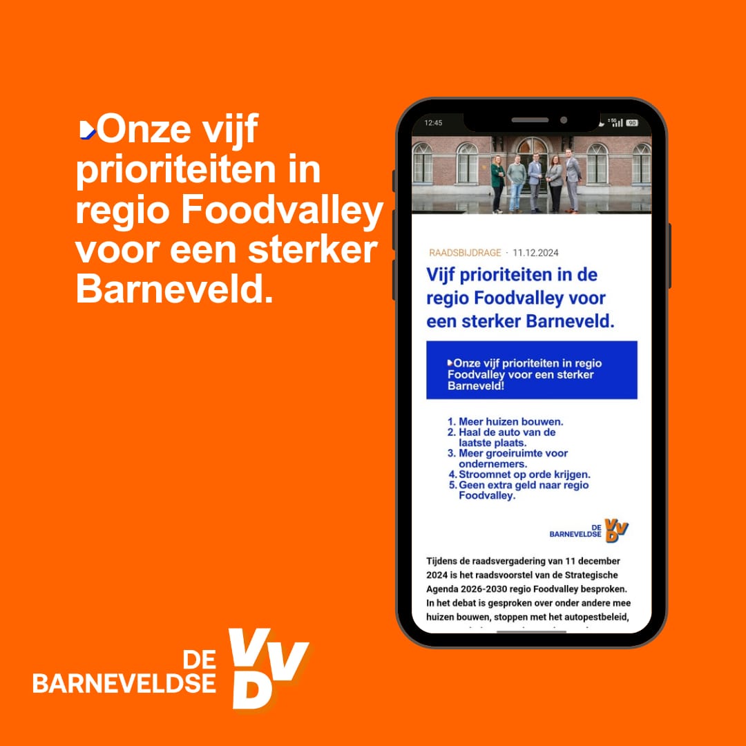 Vijf prioriteiten in de regio Foodvalley voor een sterker Barneveld.