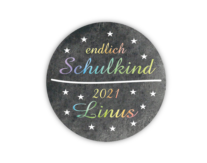 Aufkleber für die Einschulung in Tafeloptik Chalkboard - personalisierbar mit Wunschtext - als Gastgeschenk, für Einladungen, Schulanfang, Einschulung, 