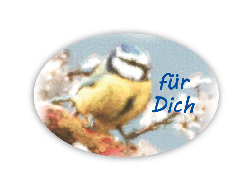 Geschenkaufkleber - "für Dich" mit niedlicher Blaumeise im Aquarellstil - für Dankesbriefe, Briefe, Geschenke, Einladungen und kleinen Aufmerksamkeiten im Altag