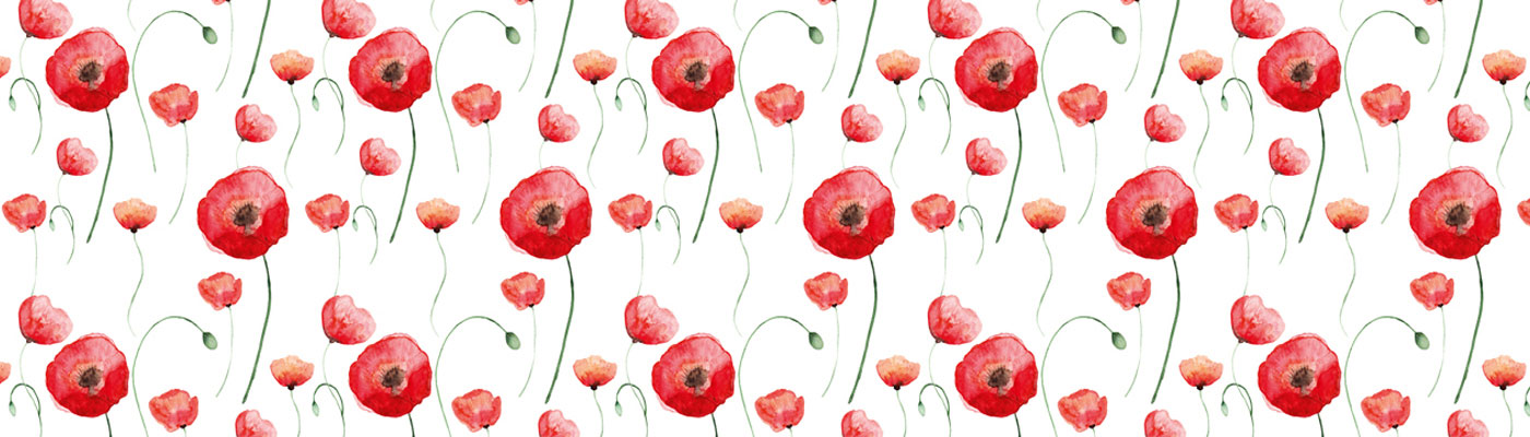 Wandbordüre Mohnblumen im Aquarell-Design