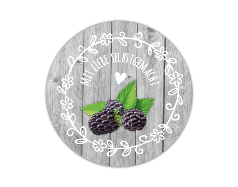 Marmeladenaufkleber Brombeere - für deine selbstgemachten Konfitüren & Marmeladen - umweltfreundlich - wasserfest 