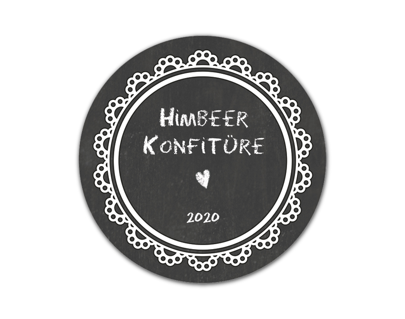 Marmeladenaufkleber Spitze auf Chalkboard / Tafel - weißes Herz - für deine selbstgemachten Konfitüren & Marmeladen - umweltfreundlich - wasserfest 