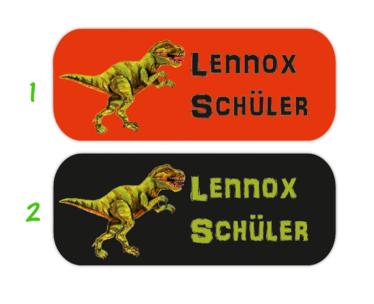 eckige Namensaufkleber, Motiv: Dinos, T-Rex, hochwertige, umweltfreundliche PVC-freie Folie