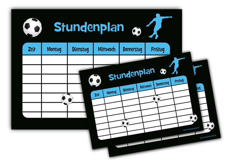 3 er Stundenplan-Set: Fußball - blau