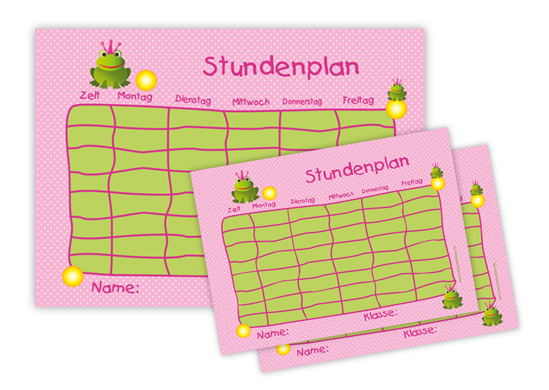 3 er Stundenplan Set: Frosch - rosa