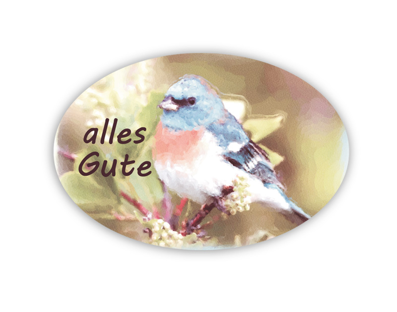 Geschenkaufkleber - "alles Liebe" mit niedlichem blauer Vogel im Aquarellstil - für Dankesbriefe, Briefe, Geschenke, Einladungen und kleinen Aufmerksamkeiten im Altag