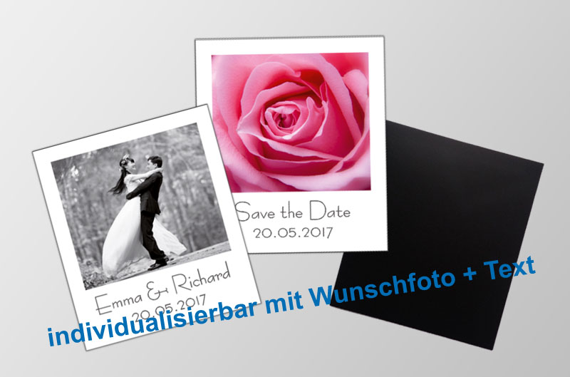 mit Foto und Wunschtext personalisierbare Magnetfotos - Polaroid - für Hochzeiten, Familienfeiern, Einschulung, Urlaub, Gastgeschenke 