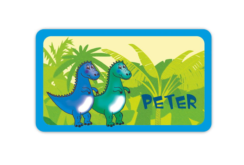 Brotdosenaufkleber 12 x 7 cm  - Motiv: Baby Dinos - hochwertige PVC-freie Folie, ungiftige Farben - mit Namen personalisierbar