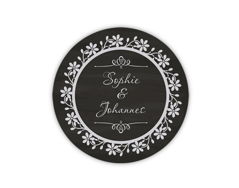 personalisierbare Hochzeitsaufkleber - Ornamente Vintage, Aufkleber mit Tafeloptik Chalkboard - für Verlobungen, Hochzeiten, Familienfeiern, Gastgeschenke, Einladungen, Dankesbriefe