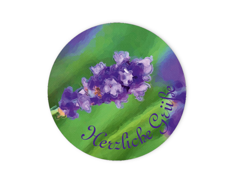 Geschenkaufkleber - "Herzliche Grüße" Lavendel -  im Aquarellstil - für Dankesbriefe, Briefe, Geschenke, Einladungen und kleinen Aufmerksamkeiten im Alltag