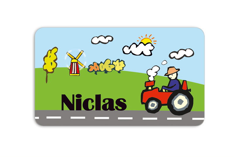Brotdosenaufkleber 12 x 7 cm  - Motiv: Traktor - hochwertige PVC-freie Folie, ungiftige Farben - mit Namen personalisierbar