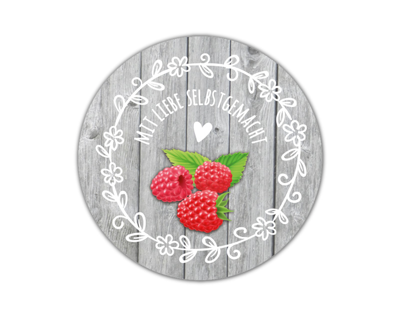 Marmeladenaufkleber Himbeere - für deine selbstgemachten Konfitüren & Marmeladen - umweltfreundlich - wasserfest 