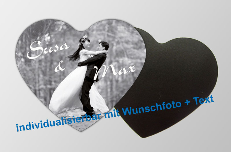 mit Foto und Wunschtext personalisierbare Magnetfotos - Herzform - für Hochzeiten, Familienfeiern, Einschulung, Urlaub, Gastgeschenke 