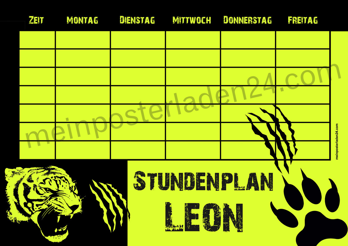 Neon Stundenplan: Tiger