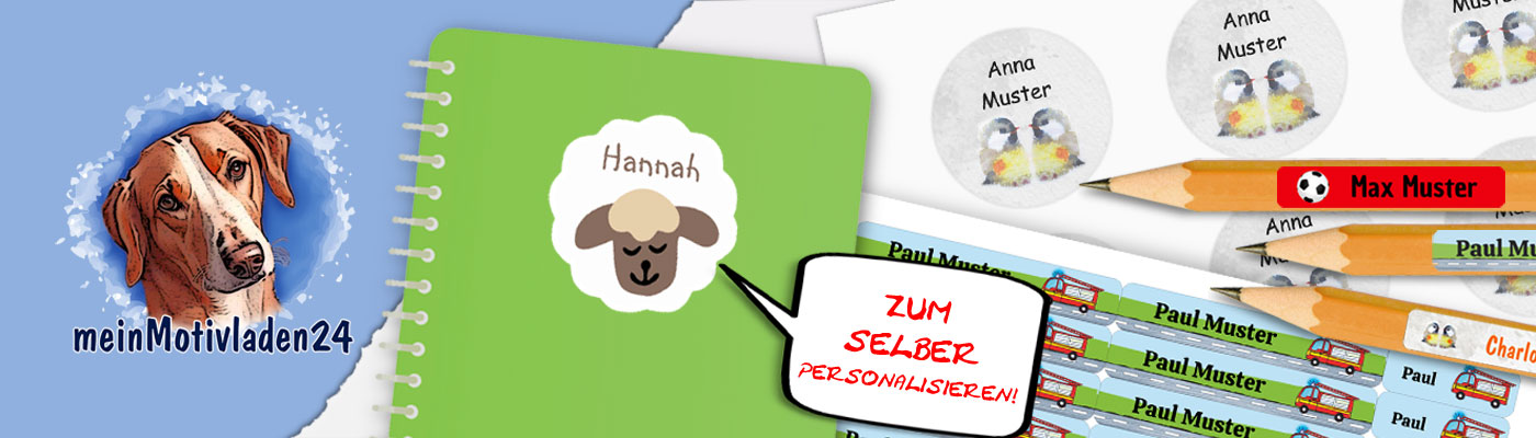 verschiedene Namensaufkleber für Kinder zum selber personalisieren - Shop meinMotivladen24