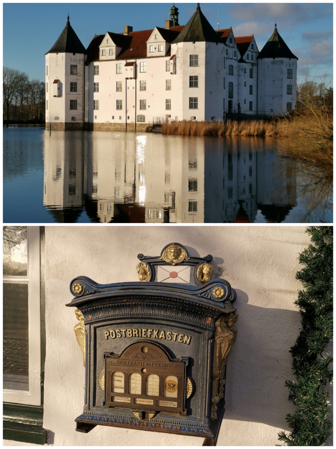 Doppeltes Schloss und Briefkasten im Schlosshof