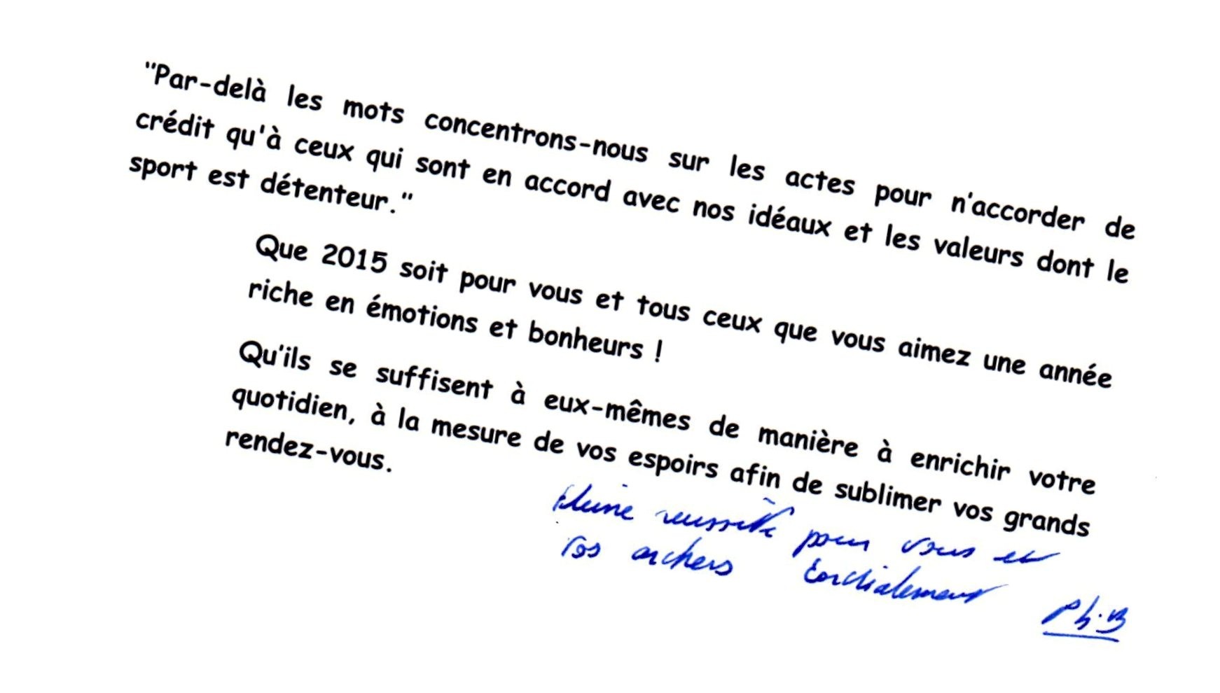 Le mot du Président Ph. BOUCLET