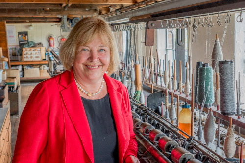 Bettina Hagedorn, parlamentarische Staatssekretärin im Finanzministerium, in der Wollspinnerei Blunck (Foto: Detlef Schluck)