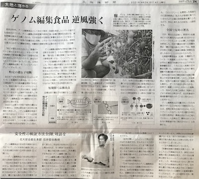 【メディア】8/14付の北海道新聞に吉田拓実が掲載されました