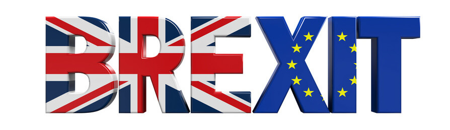 Brexit mit Flagge von Großbritannien und Europa 
