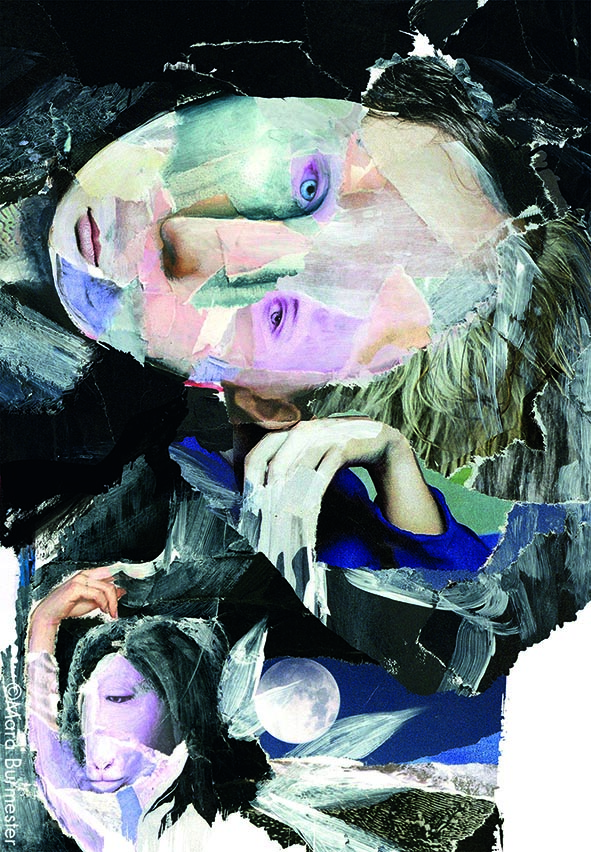 "Hamlet"(Januar2016), Ausschnitt aus einer Illustration für das Theater an der Wien, Programmheft (Saison 2016/17), Acryl auf Papiercollage