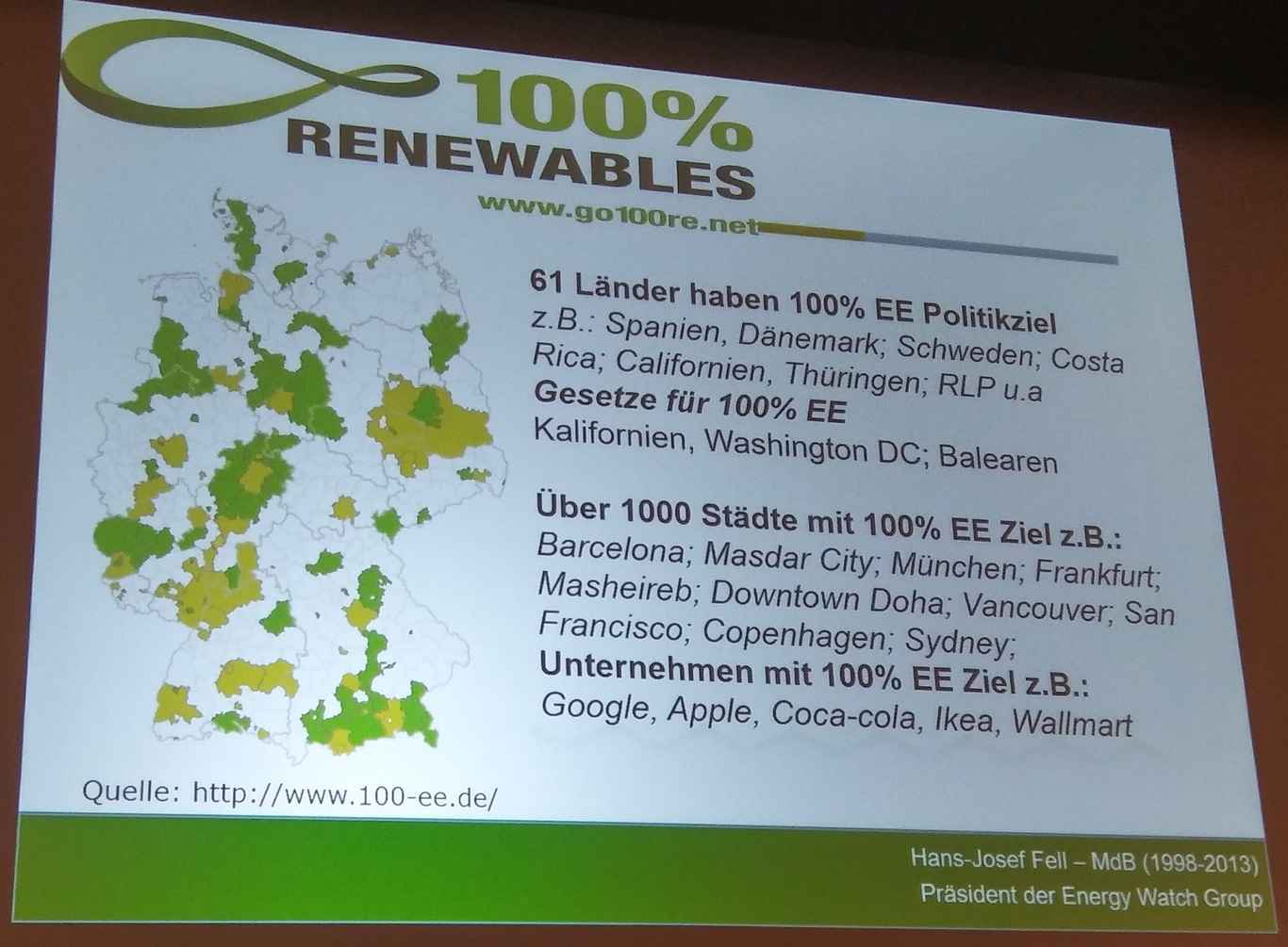 100% erneuerbare Energien aus Sonne, Wind, etc. ist möglich ....es fehlt der politische WILLE
