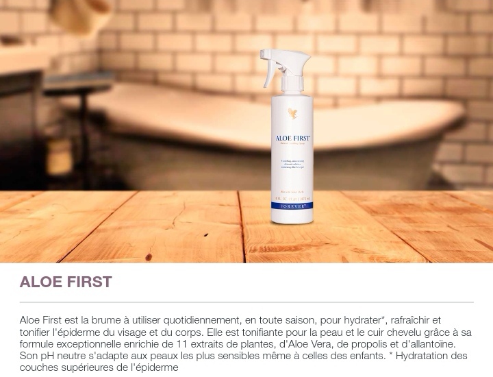 L'aloe first compagnon idéal pour toutes la famille, composé d'une majorité d'aloe vera, de 11 plantes, de propolis et d' allantoine vous procurera une hydratation complète, elle peut être utilisé l'été an après soleil, mais aussi en lotion réparatrice sur la peau irrité, en lotion avant le maquillage, pour apaiser les irritations, apaise et tonifie le cuir chevelu. 