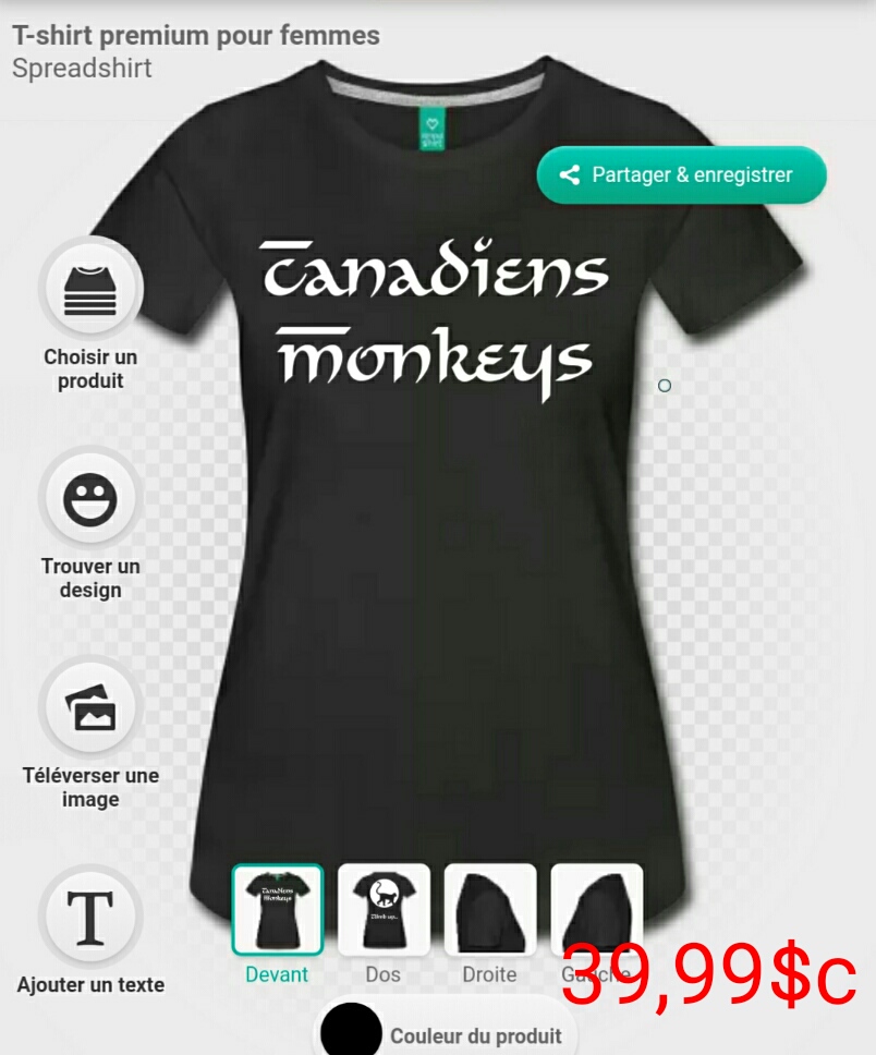 Chandail premium pour femme canadiens monkeys 39,99$c 