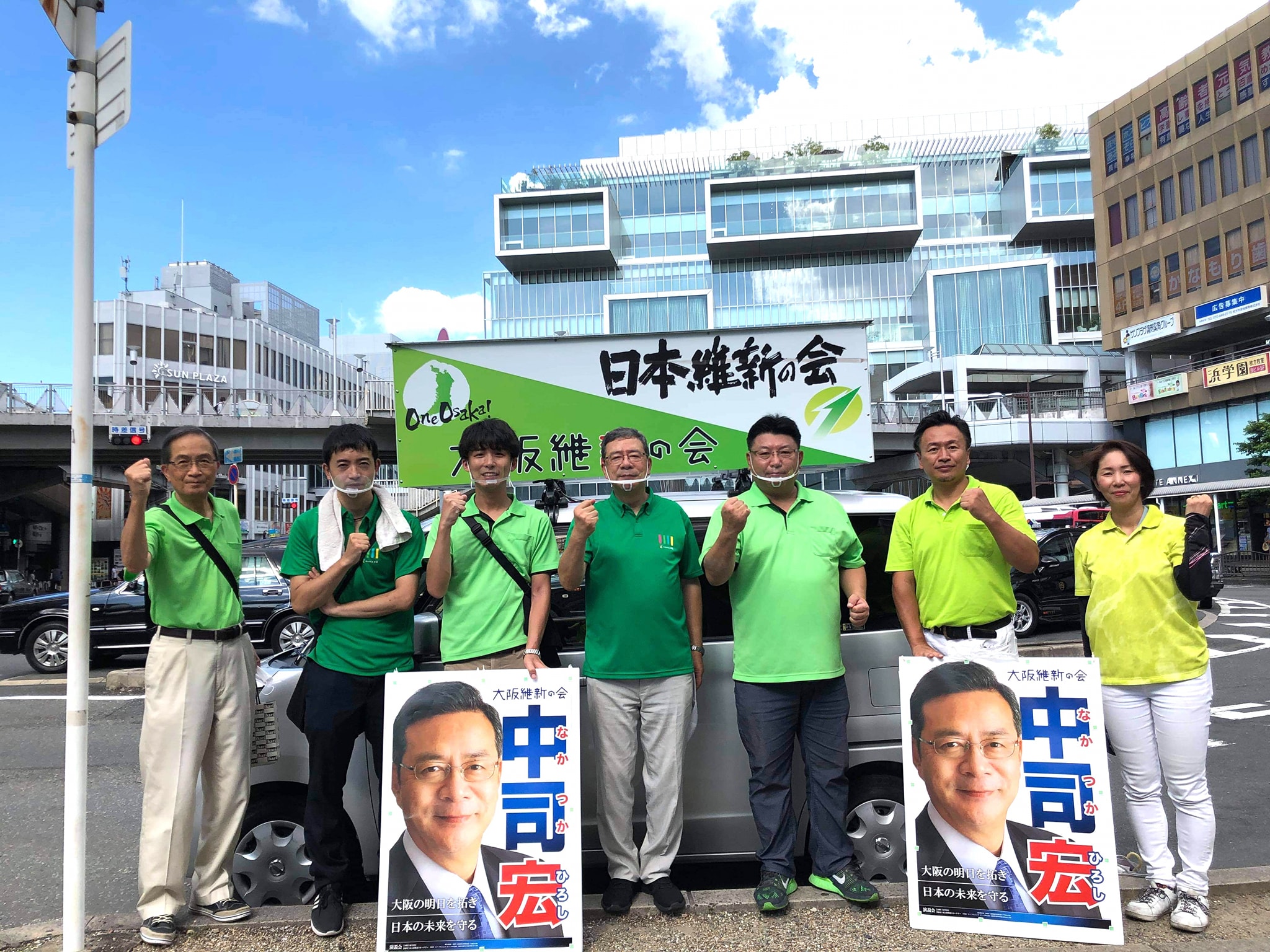 枚方市駅前で街頭演説